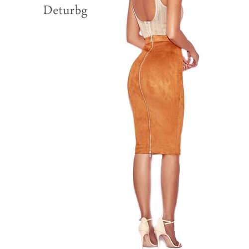 Deturbg Suede Pencil Skirts