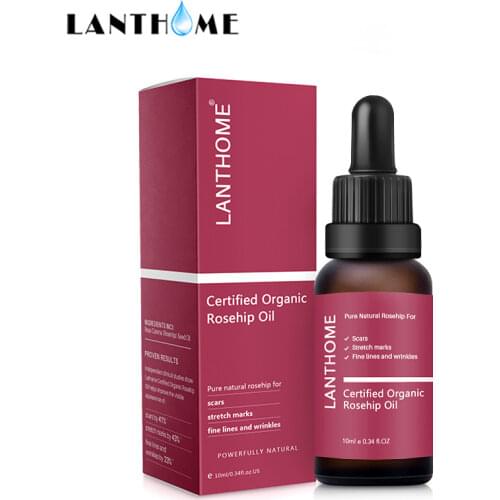 LANTHOME Pure Organic Rosehip Oil Acne Scar Serum for Rejuvenating Stretch Marks Whitening Anti-Aging Rose Hip Essential Oil