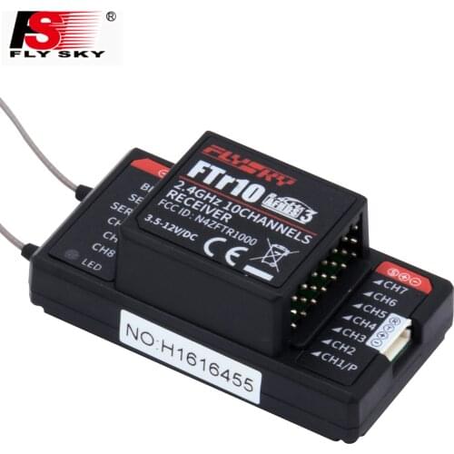 FlySky FTR10 2.4G 10CH AFHDS 3 RC Receiver Dual Antenna Support i-BUS/S-BUS/PPM Output for PL18 Transmitter RC Drone Airplane