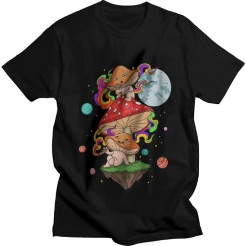 Shrooms Magic Mushroom T-shirt Mens Fashion T Shirt Short Sleeve 100% Cotton Psilocybin Psychedelic Mushrooms Tshirt Cool Tee