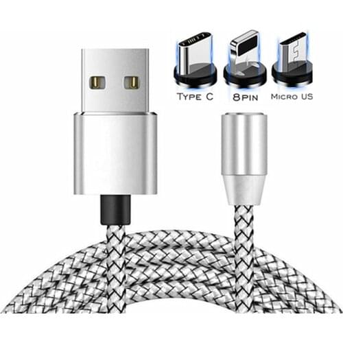 USB Cable For iPhone 12 MINI X XS MAX XR 7 8 9 Plus 6 6s 5 5s iPod Magnetic Charger Cable Type-C Micro USB Charging Cable Cord