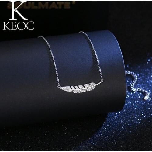 Keoc2021.00 Korean Fashion Feather Shining Zircon Necklace for Women Pendant Accessories for Women Jewelry Gift Indie Aesthetic
