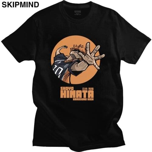 Cool Anime Manga Shoyo Hinata T-shirt Men 100% Cotton Haikyuu Tees Top Crew Neck Short Sleeve Fashion T Shirt Fans Merch Gift