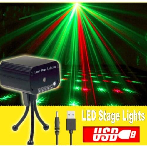 Laser stage lighting USB red green starry car KTV small mini voice-activated projection lamp DJ Disco Party Club KTV