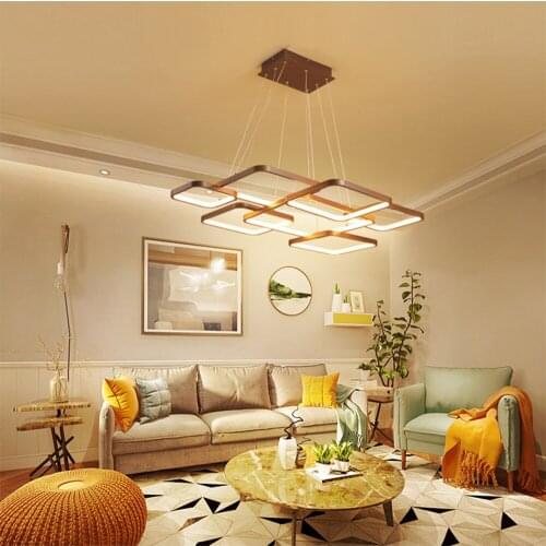 LLED Pendant light Square Geometric Bedroom Living Room Study Bedroom Home Indoor Lighting RC Dimmable Pendant Lamps