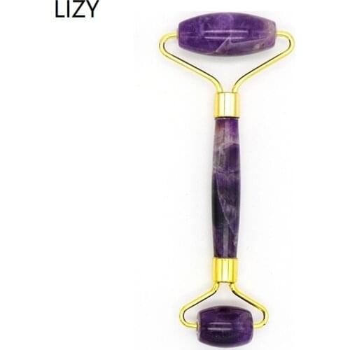 LIZY Purple Jade Stone Facial Massage Roller For Face Neck Natural Massager Scraper Thin Lift Beauty Slimming Health Tools