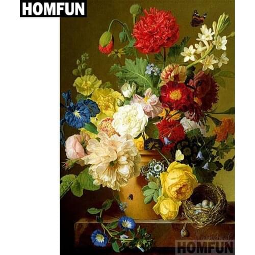 HOMFUN Full Square/Round Drill 5D DIY Diamond Painting "Colored flowers" Embroidery Cross Stitch 5D Home Decor Gift A04078