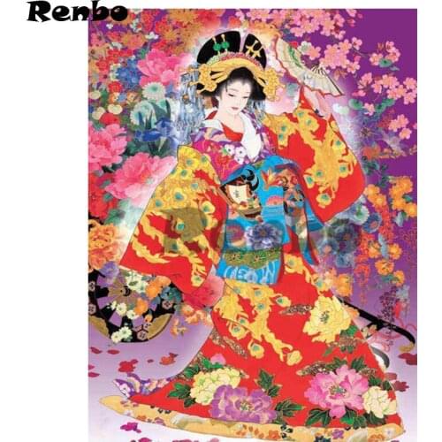 DIY Needlework Mosaic japanese Diamond Painting woman geisha 5D Diamond Embroidery Cross Stitch Kits full Square Drill Wall art