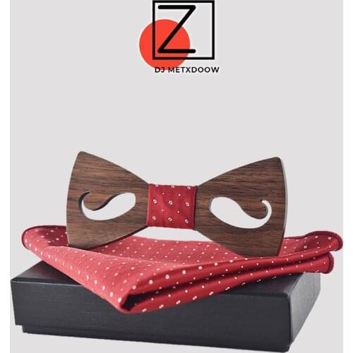 New 2018 mens bow tie and handkerchief set bowtie fashion cravatta gemelli men ties sets cravatta uomo seta lot Wooden ties set