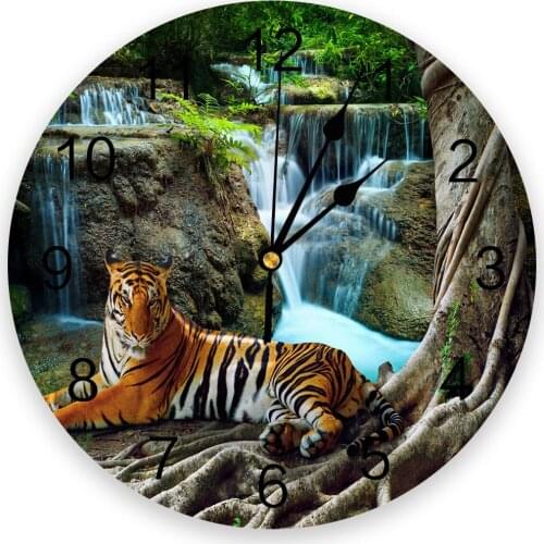 Forest Animal Tiger Wall Clocks Home Decoration Silent Round Wall Watches for Home Living Room Kitchen Wall Decor