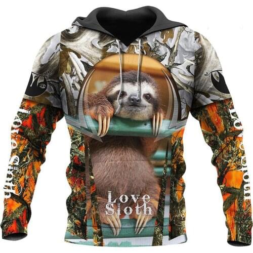 New Fashion Autumn Hoodies Love Sloth 3D Full Printed Mens Sweatshirt Unisex Zip Casual Jacket DY74
