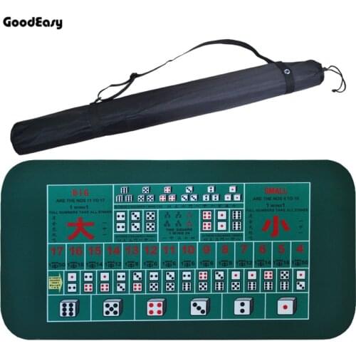 New Dice Game Suede Rubber Texas Hold'em Poker Table Mat Digital Printing Poker Gaming Table Cloth Sic Bo with Shoulder Bag