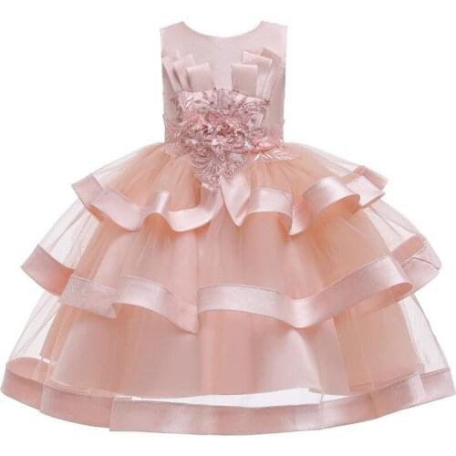 New year new childrens princess dress Christmas elegant dress cake pettiskirt girl embroidered catwalk performance clothing