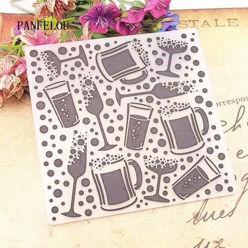 NEW beer glass Embossing folders Plastic For Scrapbooking DIY Template Fondant Cake Photo Album Card Making