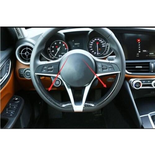 Carbon Fiber Style ABS Plastic Steering Wheel Decoration Frame Strip Cover Trim For Alfa Romeo Giulia Stelvio 2017 Car Accessory