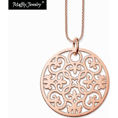 Ornament Link Chain Necklace,Europe Style Nice Rose Gold Color Fashion Gift Jewelry in 925 Sterling Silver For Women