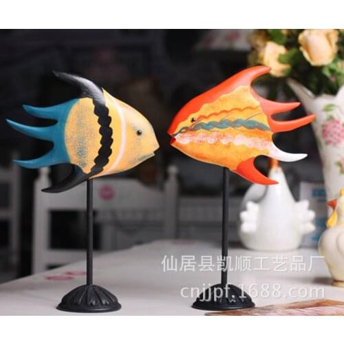 Factory direct cheap American style wood painted ornaments fish lovers JP-32114