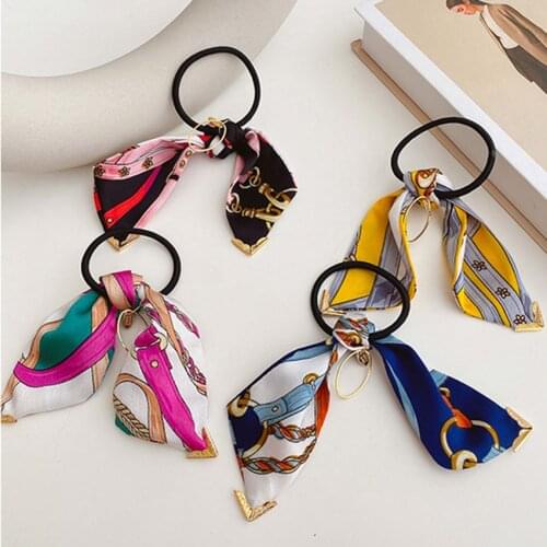 Silk scarf bow band hair accessories Elastic Hair Band Rope Scrunchies Ponytail Holder Hair Accessories