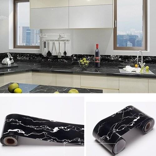 5M Self -Adhesive Baseboard Wall Sticker Marble Skirting Line Pvc Waterproof Waist Line For Bathroom Kitchen Floor Tile