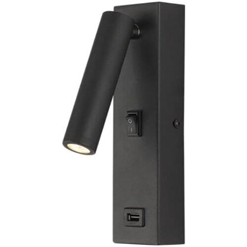 Modern COB Wall Lights Bedside Wall Lamp with Swicth, USB Charging Port, White/ Warm White Light, 19cm, 3W, Wall Sconce for Home