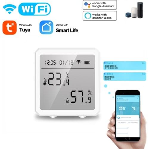 Smart WIFI Temperature Humidity Sensor Tuya Indoor Hygrometer Thermometer With LCD Display Works With Alexa Google Home