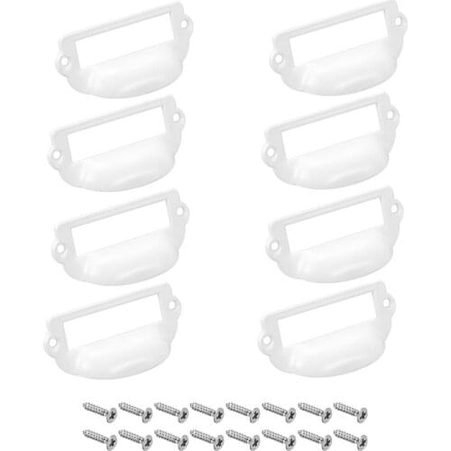 Uxcell 8Pcs Retro Mini 48x35mm 82x40mm Vintage Zinc Alloy Label Holder Pull Handles for Cabinet Cupboard Wardrobe Black White