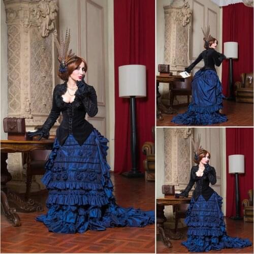 Customer-made 19 Century Vintage Victorian Dress 1860s Civil War Southern Belle Gown Marie Antoinette dresses US4-36 C-479