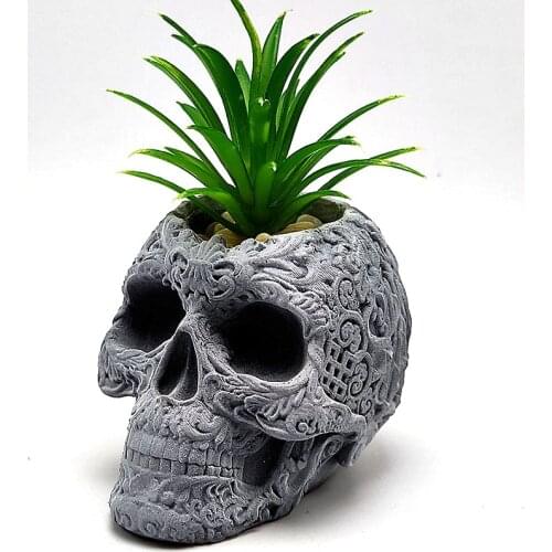 Interior decoration exquisite skull vase silicone mold diy concrete resin plaster plant small flower pot mold