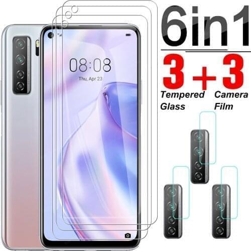 6 in 1 Tempered Glass For Huawei P40 Lite 5G Screen Protector Lens Film For p30 p40 Lite e P Smart Pro 2019 z 2020 2021 Glass