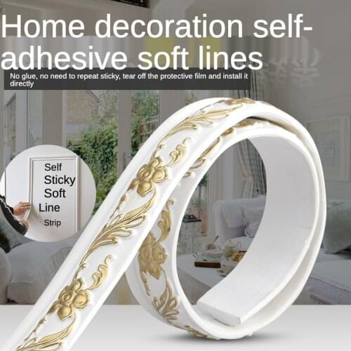 Mirror door frame edging PVC self-adhesive soft lines Gypsum ceiling decorative strips Background wall border pu soft lines