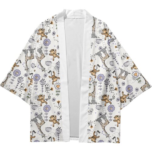 Plus Size XXS-6XL 5XL Cartoon Floral Loose Japanese Streetwear Cardigan Women Men Harajuku Haori Kimono Cosplay Yukata Clothes