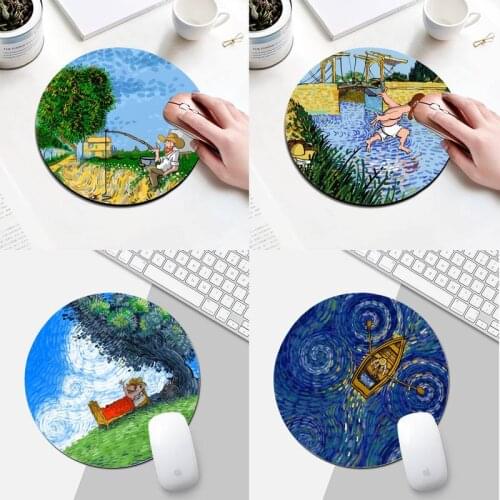 Life of Vincent van Gogh Art Mouse Durable Desktop Mousepad Round Desk Gamer Gaming Mat For PC Laptop Round Mouse Pad
