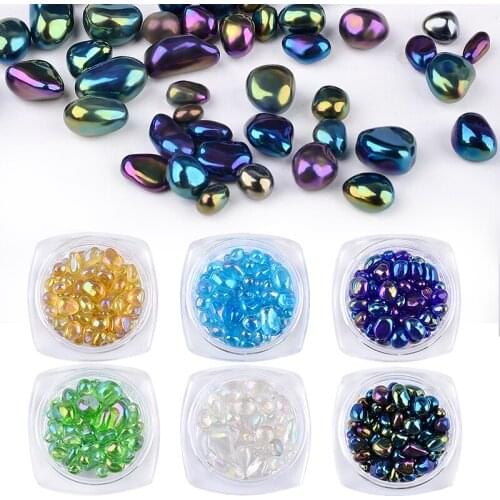 1 Box AB Colorful Chameleon Nail Stones 3D Irregular Charm Beads Nails Art Decorations Rhinestones DIY Manicure Accessories