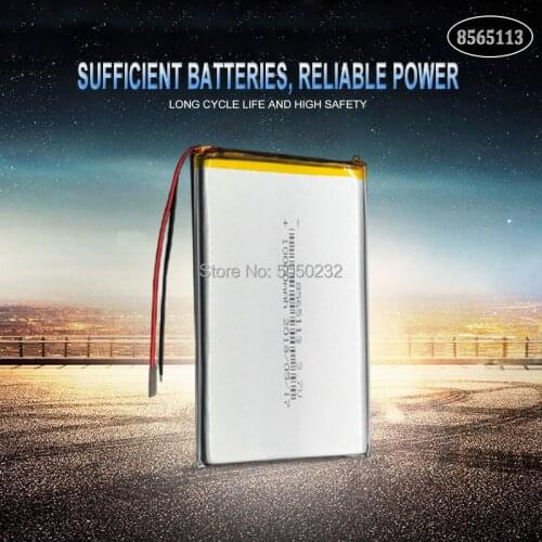 1pc 10000mAh 3.7V 8565113 Lithium Li-polymer Rechargeable Battery Li-ion Li Po cells For Tablet DVD GPS Medical Device