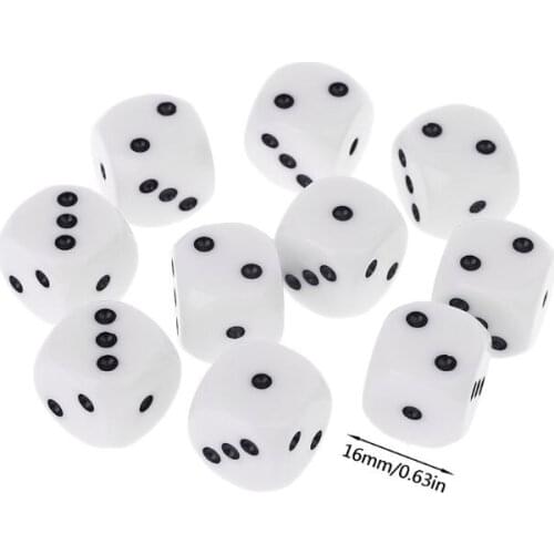 10Pcs 16mm D3 Six Sided Dices Beads For Dungeons & Dragon D&D RPG Poly Desktop Table Playing Games Y51D