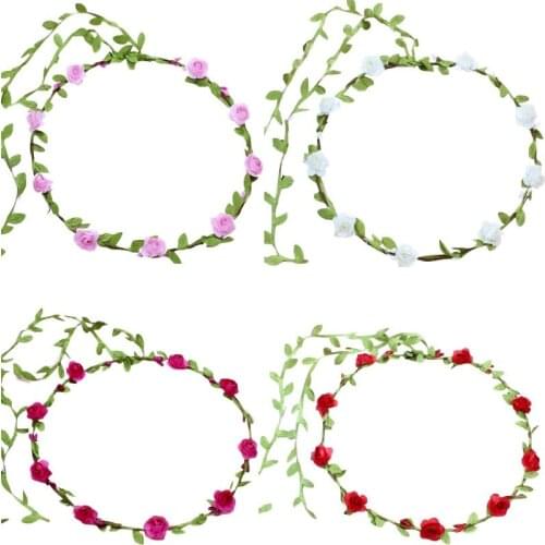 20pcs Rose Flower Crown Floral Wreath Headband Garland Headbands Photo Props For Travel Party Wedding Festivals Women Girl Bride