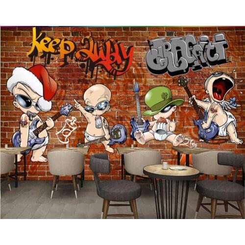 Custom mural 3d photo wallpaper Nostalgic street graffiti brick wall hip-hop boy painting 3d wall murals wallpaper for walls 3 d