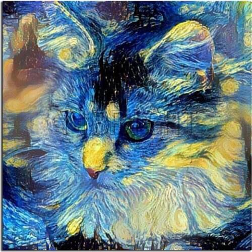 5D DIY Diamond painting color cat Full Square Diamond mosaic animal Full Round Diamond embroidery Cross stitch Van Gogh