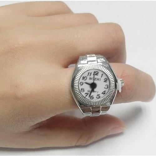 70% Dropshipping!Finger Ring Watch Shape Stretchy Unisex Pointer Round Dial Quartz Watch Ring for Cocktail Party