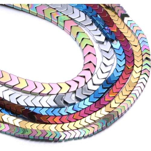 Natural Stone Beads Arrow Shape Mixed Color Plating Hematite Loose Beaded for Jewelry Making DIY Necklace Bracelet Accessories
