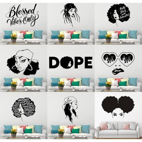 Black Woman Queen Wall Decal Sticker Classy Lady African Goddess Woman Afro Girl Room Gifts Vinyl Wall Art Bedroom Decoration
