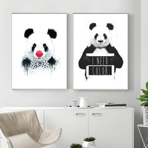 Black and White Animals Canvas Paintings Dog Panda Lions Posters and Prints Nordic Wall Art Picture Living Room Home Mural Decor