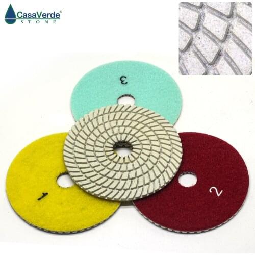 DC-W3PP03 white wet 3 step resin and diamond polishing pads 125mm for marble and granite