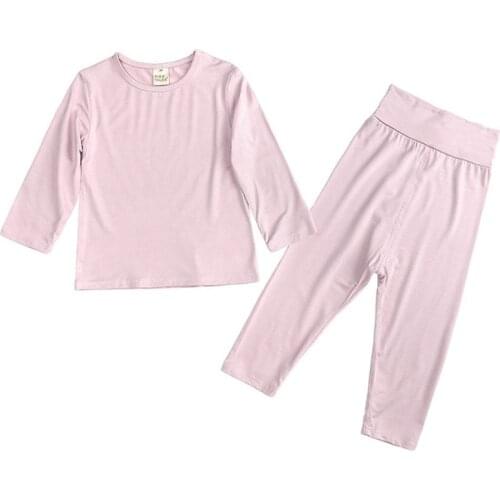 Children Pajamas Baby Sleepwear Boy&Girl Sets Spring Autumn New Comfortable Solid Color Cotton Nightwear Kid Home Clothes Outfit