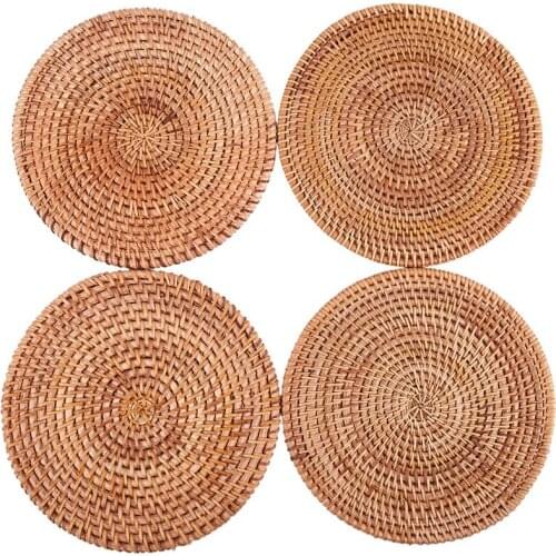 For Hot Dishes-Woven Rattan Hot Pads for Dining Table,Kitchen Heat Resistant Straw Dish Coasters Placemats Pot Holder