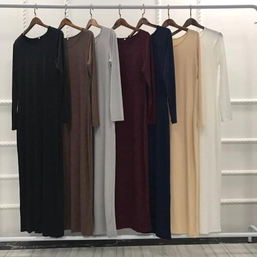 Elegant Muslim inside pure color Abaya Arab Turkish Singapore Jilbab Dubai Long Dress Muslims Women Dresses Islamic dress wj1240