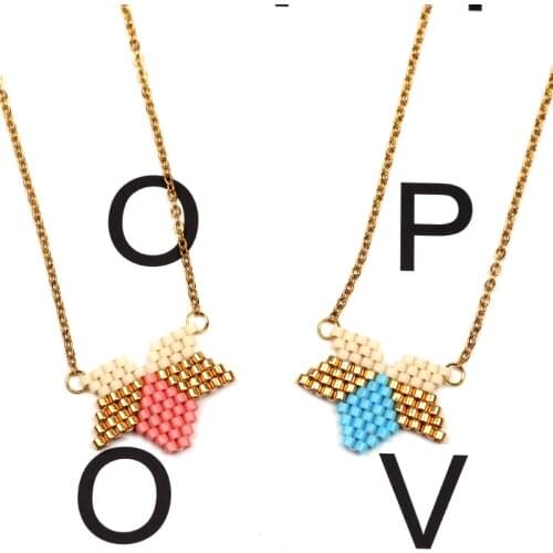FAIRYWOO Miyuki Necklace & Pendant in Jewelry Gold Chain Collier Choker For Woman Girlfriend Gifts Sweet Delica Crystal Necklace