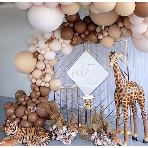 DIY Caramel Coffee Balloon Arch Garland for Kids safari Baby Shower Bear Themed Birthday Neutral Wild One 1st Birthday backdrop