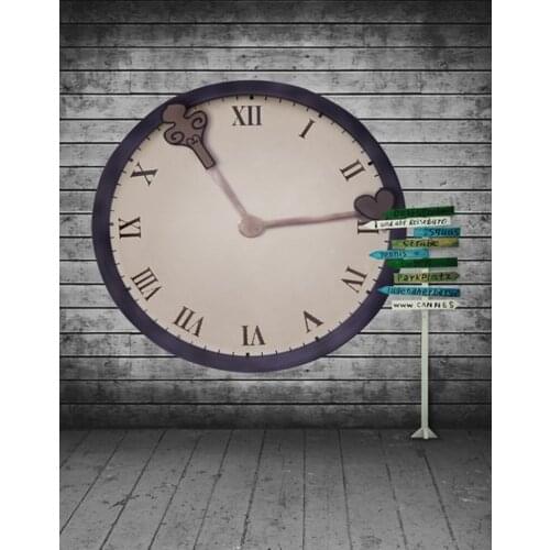 Wooden Wall Floor Clock Photography Backdrops Photo Props Studio Background 5x7ft