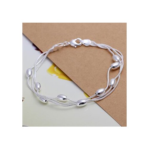 H236 hot M925 Silver color bracelet, M925 fashion jewelry stamp three lines shine bracelet